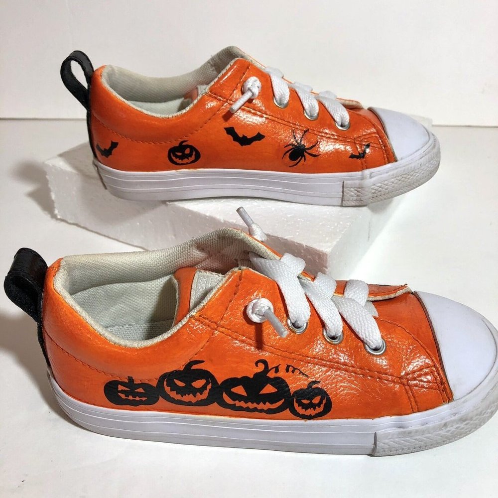 Girls Halloween Jack o Lantern Spider Dress up Costume Sneakers Shoes Size 10
